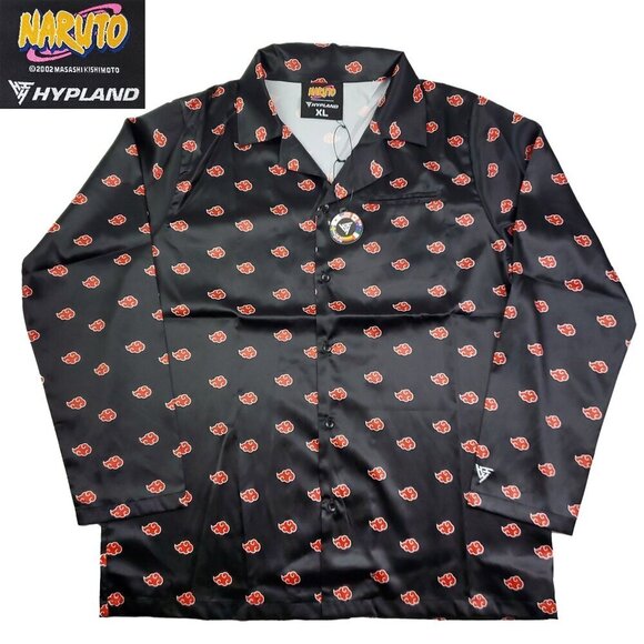 Naruto Hypland Akatsuki Shirt Silky Feel Anime Button Up Top Men's XL NWT - Picture 1 of 10